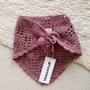 Misha & Puff Wool Kerchief Crochet Knit Scarf Handmade OS Kid Adult Antique Rose